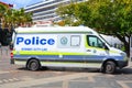 New South wales police force van parking at the Rocks near Sydney Harbour.